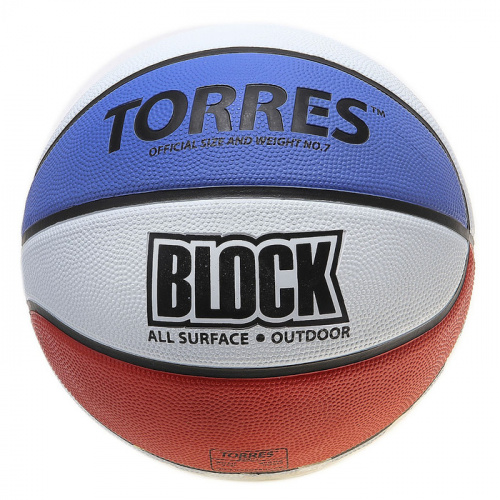 Мяч баскетбольный №7 Torres Block красно-сине-голубой B00077/765043