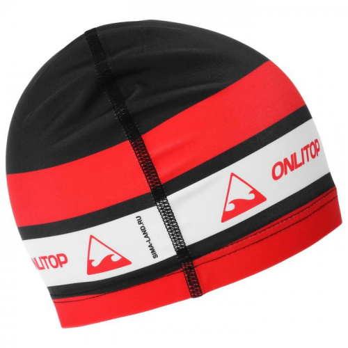 Шапочка для плавания Lycra Onlitop "Полоски" черно-красно-белая 5089113 фото 3