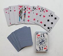 Карты 36 шт "Дама" бело-синие 09066