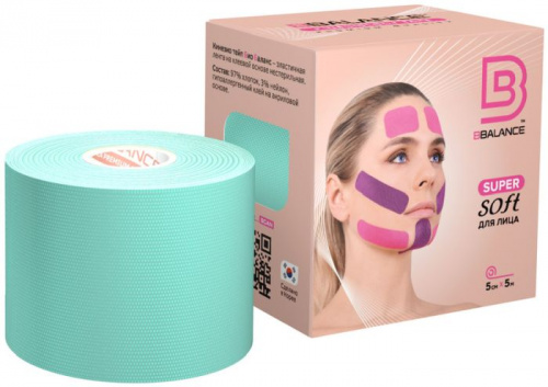 Тейп BBalance мятный 5 м х 5 см для лица Super Soft 998346