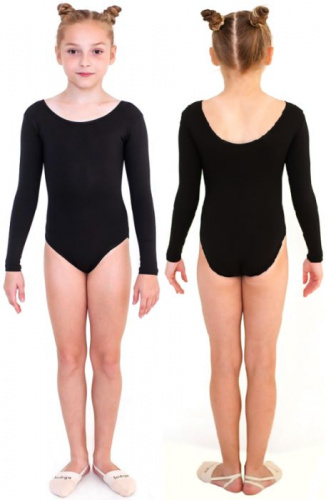 Купальник гимнастический 30 черный длин. рукав SM-094 16727