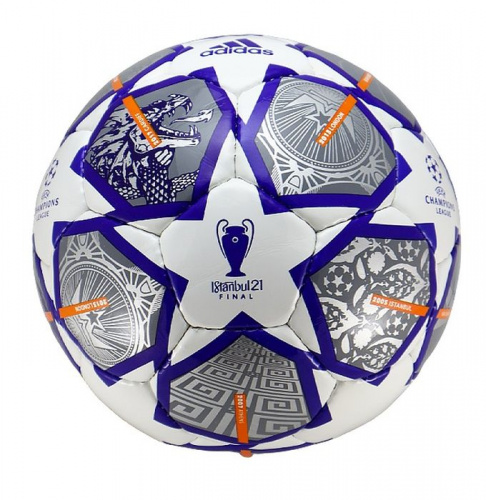 Мяч футбольный №4 ADIDAS ISTAMBUL 21 FINAL бело-синий 04977