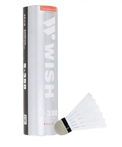 Волан нейлон 1 шт белый Wish S-350 (6 шт/уп) 996358