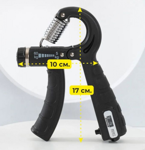 Эспандер кистевой 05-60 кг регулируемая нагрузка со счетчиком черный 995672