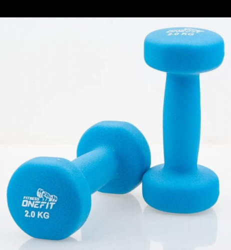 Гантель обливная 2 кг голубой неопрен OneFit 995860 фото 2 Гантель обливная 2 кг голубой неопрен OneFit 995860 фото 2