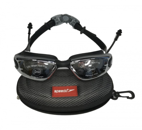 Очки для плавания Speed зеркальные в футляре + беруши 00748 фото 2