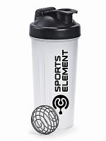 Шейкер 600 мл S01-600 прозрачный с черной крышкой Sports Element Хрусталь 01914