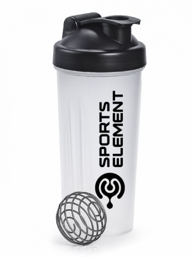 Шейкер 600 мл S01-600 прозрачный с черной крышкой Sports Element Хрусталь 01914