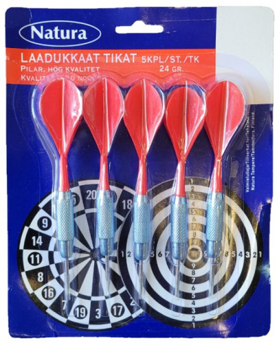 Дротики 5 шт пластик 24 гр/1шт Natura красный 04445