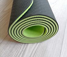 Коврик для йоги 0,6х61х183 см черный-салатовый TPE Yoga mat 00756-21