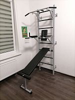 Шведская стенка ДТ (выс-2,6м, шир-0,65м) серая + Турник 3 в 1 + Навес+брусья + Скамья 995820