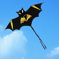 Змей воздушный S1008 1,6х0,7 м + хвост 6 м Летучая мышь черно-золотая Бэтмен