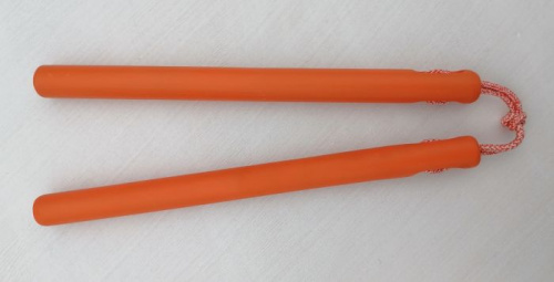 Макет нунчаки тренировочные (для фристайла) 30 см береза оранжевые 996998 фото 3