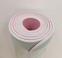 Коврик для йоги 0,8х61х183 см мятный-розовый TPE 00757-09