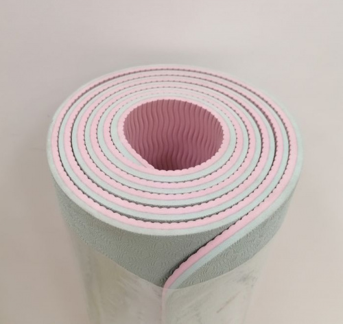 Коврик для йоги 0,8х61х183 см мятный-розовый TPE 00757-09