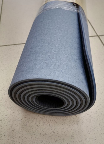 Коврик для йоги 0,6х61х183 см серый-черный TPE Yoga mat 00756-2