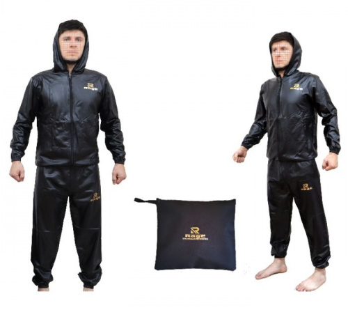 Костюм-сауна 3XL (весогонка) с капюшоном черный 02510