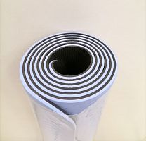 Коврик для йоги 0,6х61х183 см голубой-черный TPE Yoga mat 00756-57