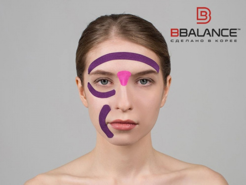 Тейп BBalance фиолетовый 2,5 м х 5 см х 2 рул шелк, для лица BB Face Pack 998558 фото 3
