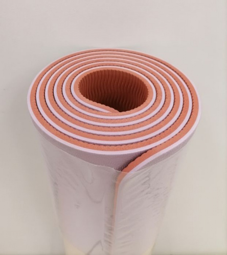 Коврик для йоги 0,6х61х183 см сиреневый-оранжевый TPE Yoga mat 00756-64