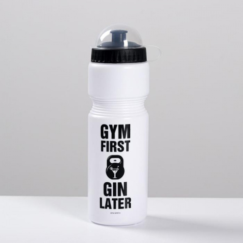 Бутылка для воды 750 мл "Gym first, Gin later" белая 5115146 фото 2