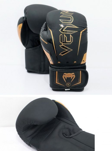 Перчатки боксерские 12 унц Venum Elite EVO черно-золотой 03467