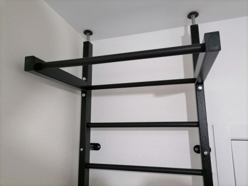 Шведская стенка Pro с турником, к стене+враспор, 2.65х0.71 м черная 996563 фото 5