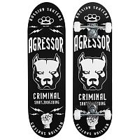 Скейтборд 28x8" (71х20 см) черн-белый Agressor 4013664