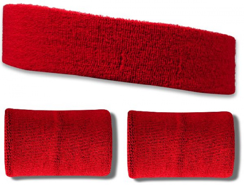 Повязка для головы красный + 2 напульсника ЛВ11 13387