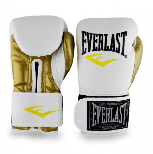 Перчатки боксерские 10 унц Everlast бело-золотой 03111