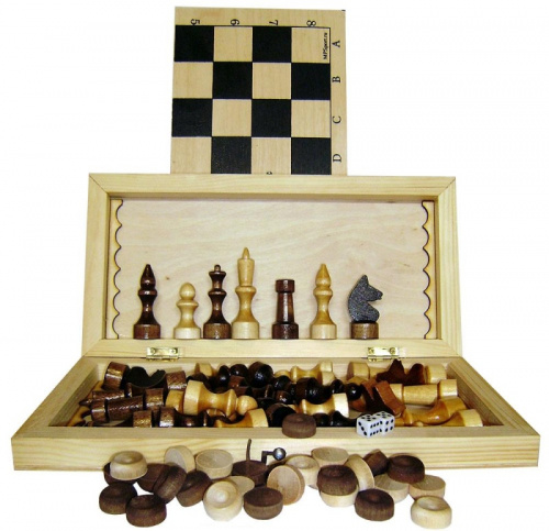 Нарды+шашки+шахматы 40х21х3,5 см "Набор 3 в 1" ШК-1