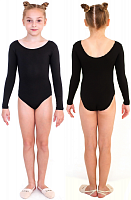 Купальник гимнастический 38 черный длин. рукав SM-094 16717