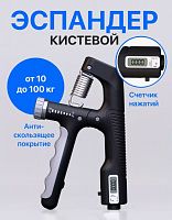 Эспандер кистевой 10-100 кг регулируемая нагрузка со счетчиком черно-серый 996441