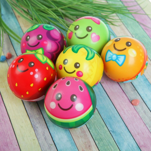 Мяч 7,6 см PU Фрукты мягкий микс 3908912