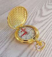 Компас металл в виде часов с крышкой золото 998023