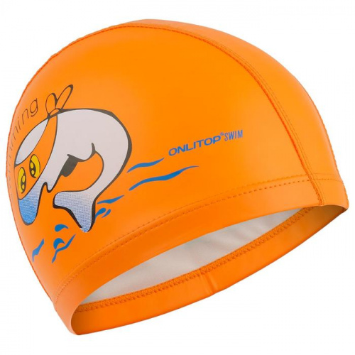 Шапочка для плавания детская PU Coated оранжевая Рыбка 3791413