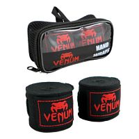 Бинты боксерские 4 м х/б + эластан черный в чехле 02195 Venum