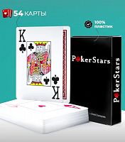 Карты 54 шт пластик Poker Stars черно-красный 1,8 см х 9 см х 6,5 см 995703