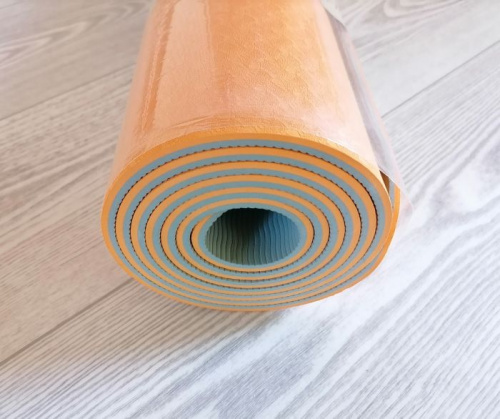 Коврик для йоги 0,6х61х183 см оранжево-голубой TPE Yoga mat 00756-5 фото 2