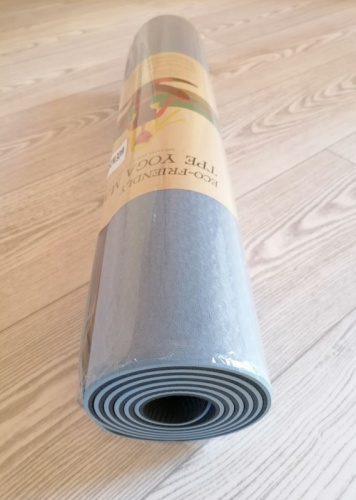 Коврик для йоги 0,6х61х183 см голубой-серый TPE Yoga mat 00756-3 фото 3
