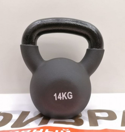 Гиря 14 кг черная обрезиненная 06155