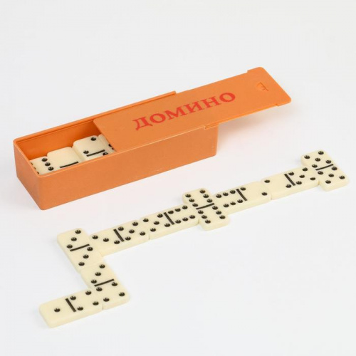 Домино кость 2х4 см в оранж. кор. "Классическое" 537843