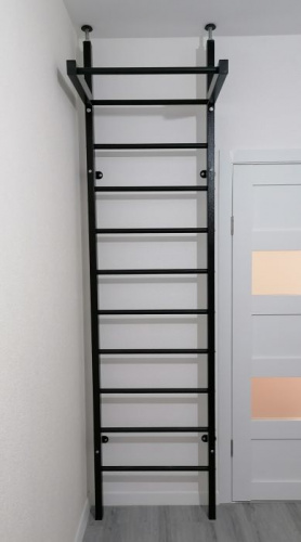 Шведская стенка Pro с турником, к стене+враспор, 2.65х0.71 м черная 996563 фото 3