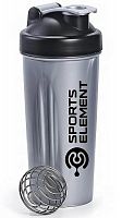 Шейкер 600 мл S01-600 серебро с черной крышкой Sports Element 01924