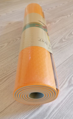 Коврик для йоги 0,6х61х183 см оранжево-голубой TPE Yoga mat 00756-5