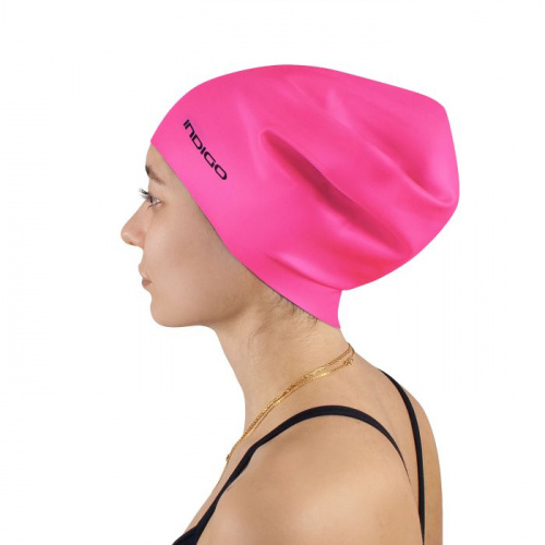 Шапочка для плавания для длинных волос силикон IN386 до 64 размера цикламеновый 05217