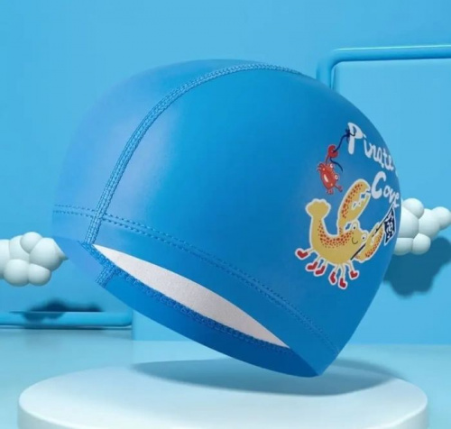 Шапочка для плавания детская PU Coated синяя Крабик 995940