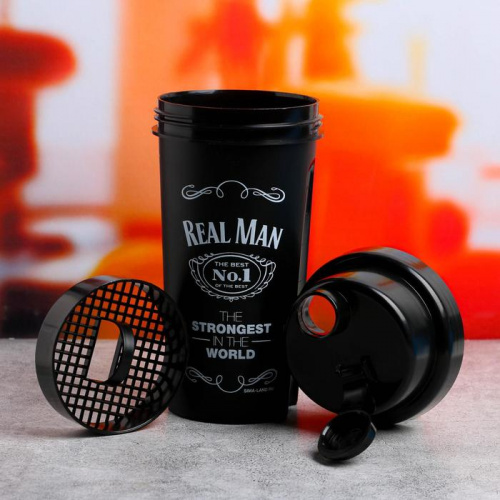 Шейкер 700 мл черный Real Man (Настоящий мужчина) 5181030 фото 3