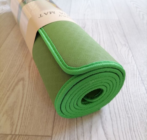 Коврик для йоги 0,6х61х183 см зеленый с прошитыми краями TPE Yoga mat 00756-25