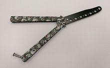Макет ножа Бабочка металл на винтах (затупленный) Черепа черно-белые 998546